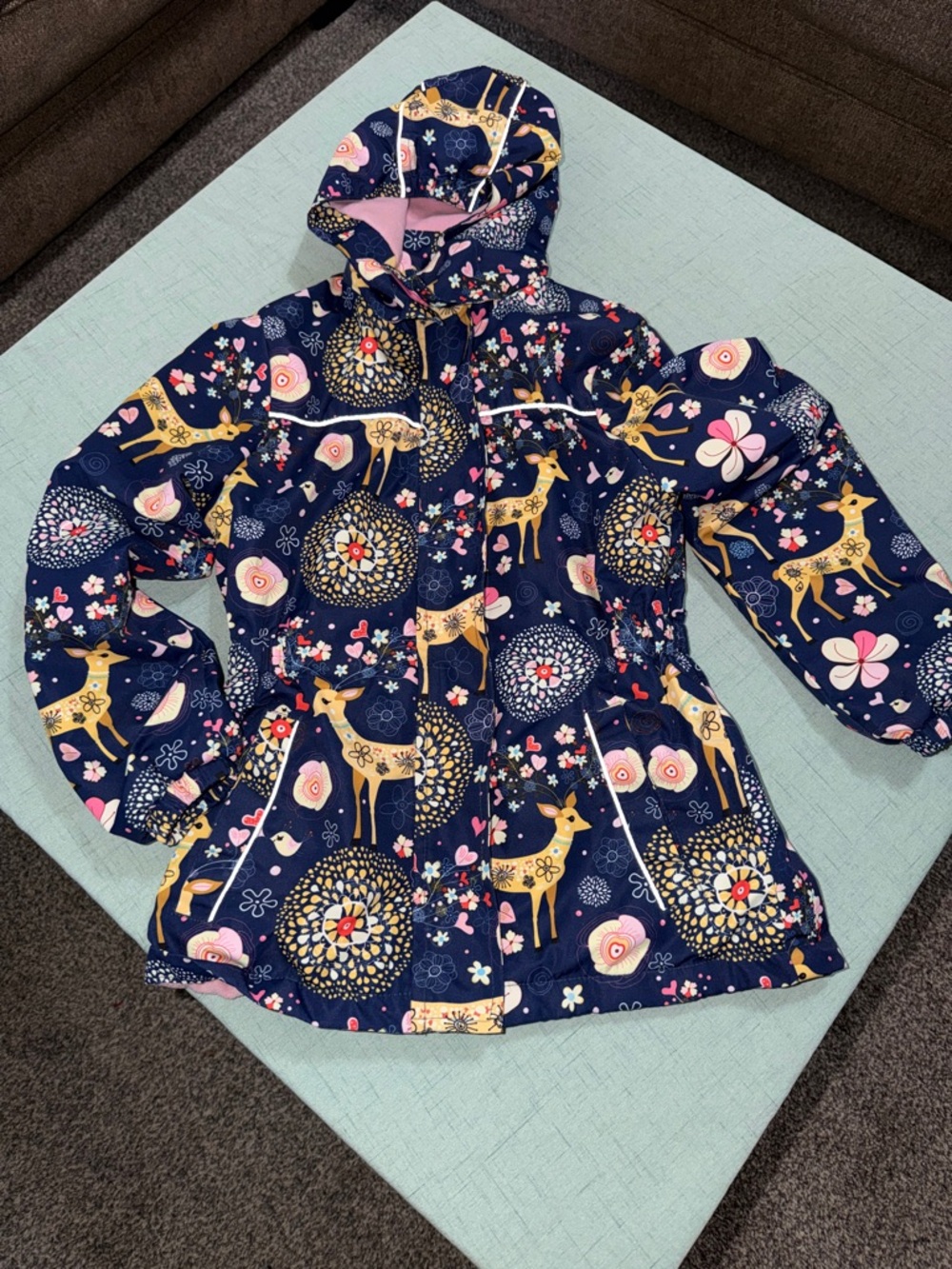 Kids Rain Jacket/windBreaker with Fleece lining & Reflective strip for safety